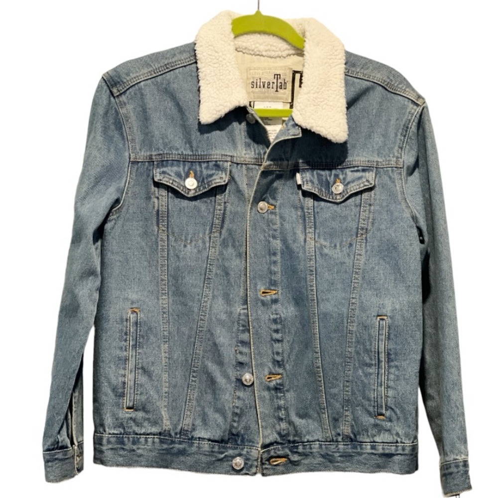 Levi’s Silver Tab Unisex Trucker Sherpa Collar Jacket Size Youth L